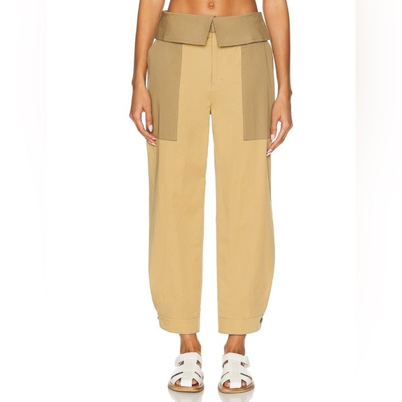 NWT FRAME Foldover Trouser Size 4 in Color Light/Tan Multi - Picture 1 of 11